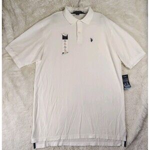 NWT *FLAW* U.S. Polo Assn. White Men's Polo, Sz. XLT